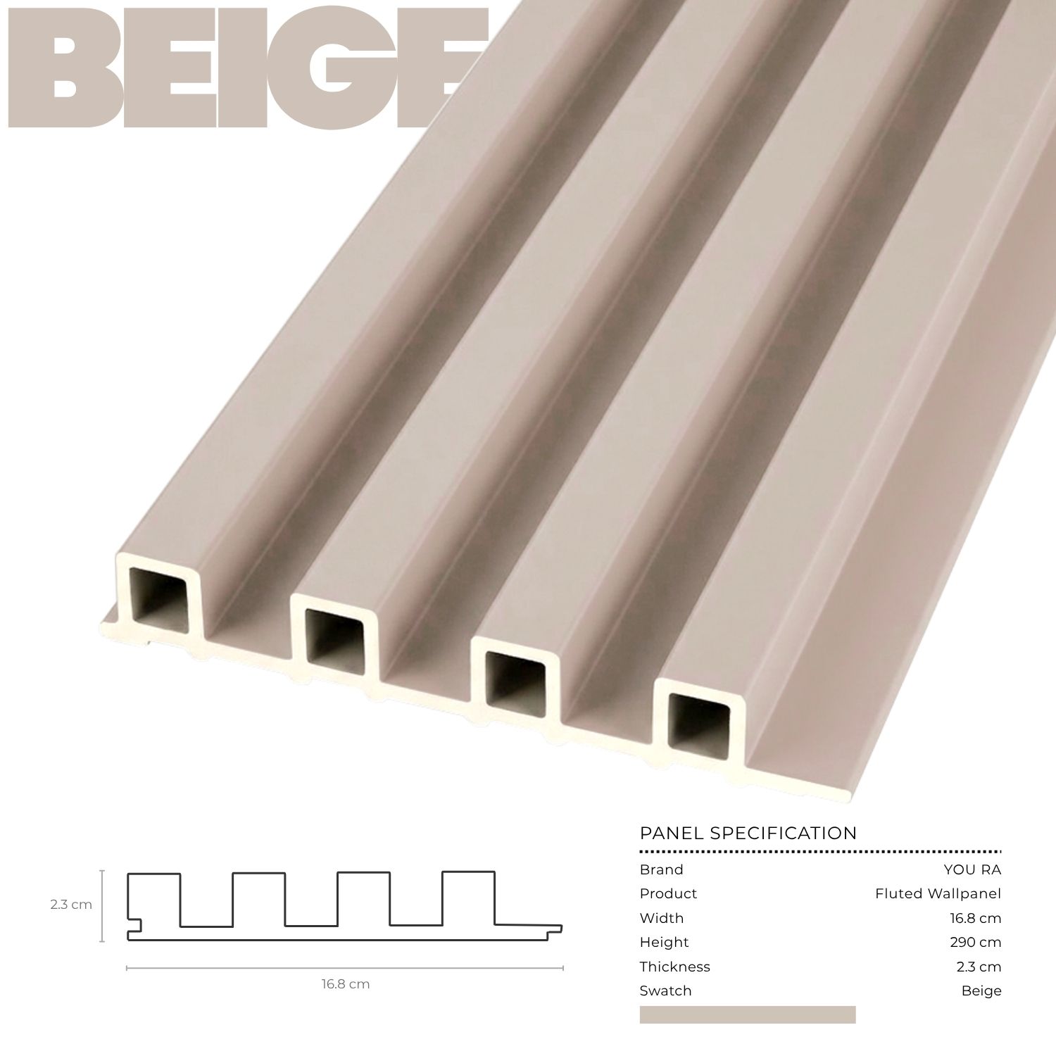 YOU RA - Solid Color Fluted Wallpanel