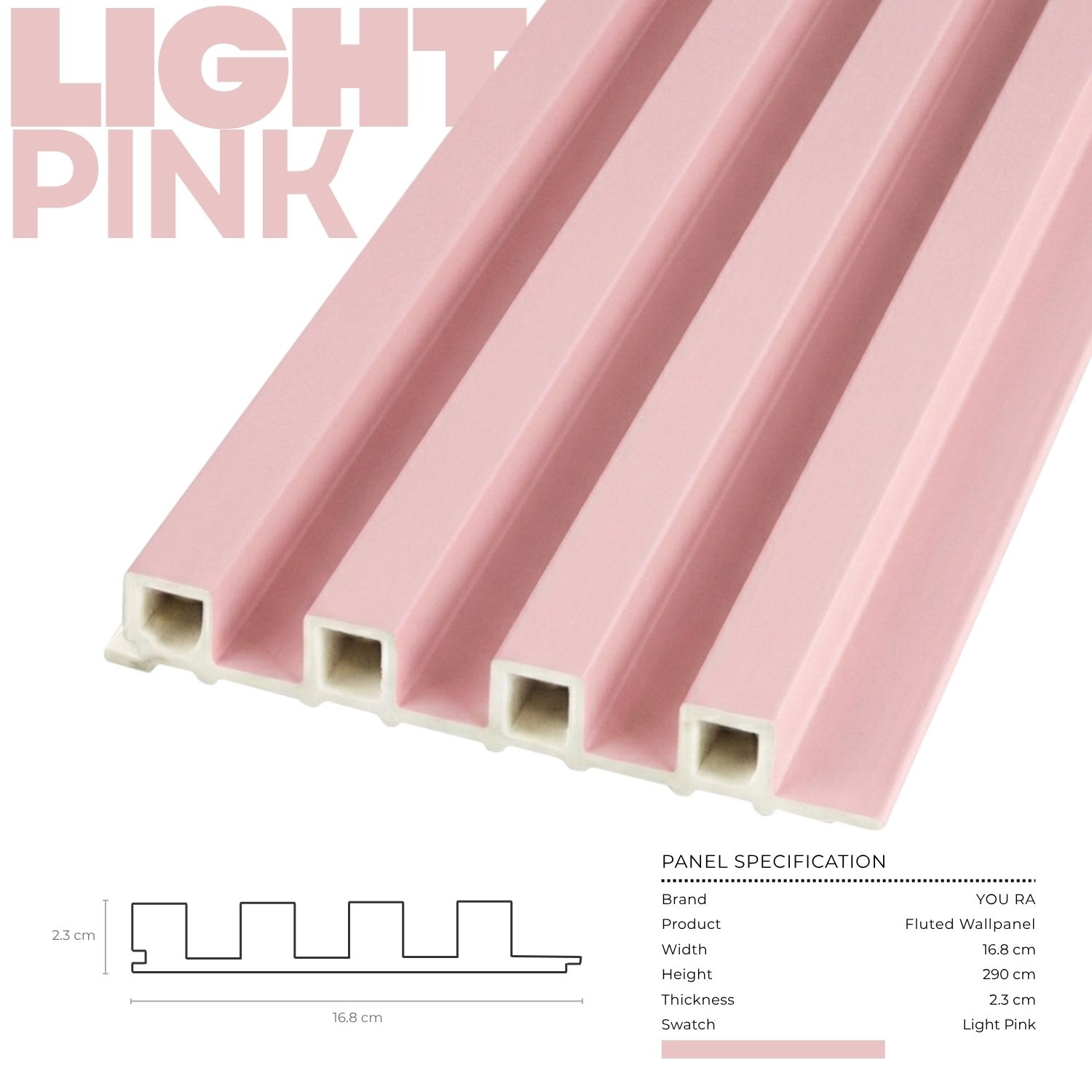 YOU RA - Solid Color Fluted Wallpanel
