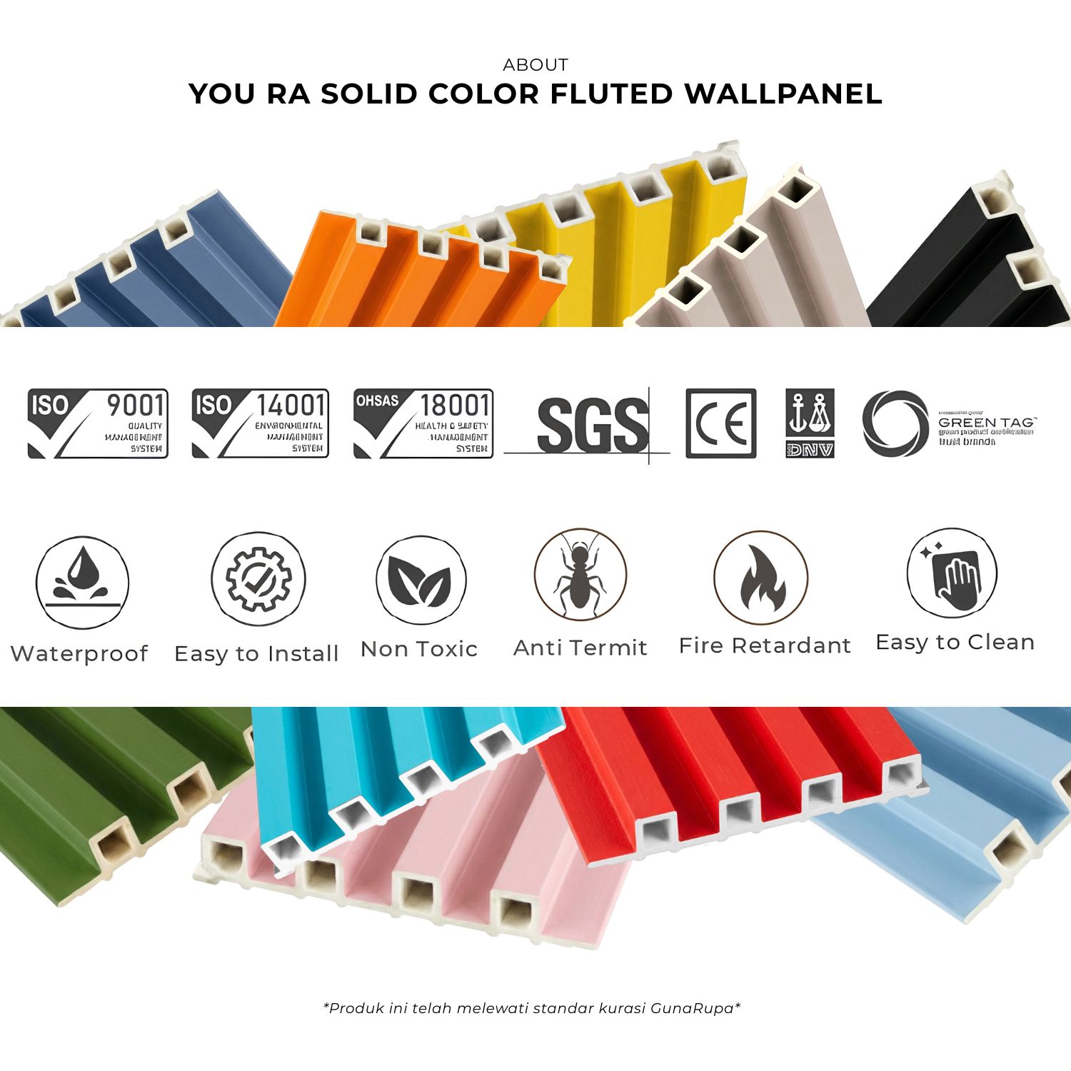 YOU RA - Solid Color Fluted Wallpanel